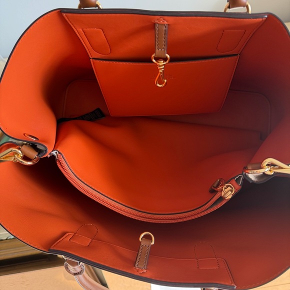 Lauren Ralph Lauren Dryden Marcy Large Satchel Cognac Leather Dust Bag - Picture 7 of 13